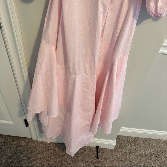 NWT GANNI Pink White Floral Poplin Wrap Maxi Dress 36 Small - Picture 5 of 14